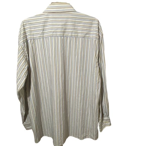 Kenneth Cole Reaction Striped Button Up Cotton Shirt Wrinkle Free L 16.5 32-33 - Picture 2 of 7